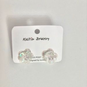 Iridescent Sequin Handmade Flower Stud Earrings